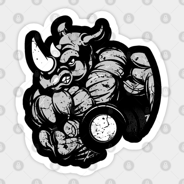 Bodybuilding Rhino Sticker by Mila46